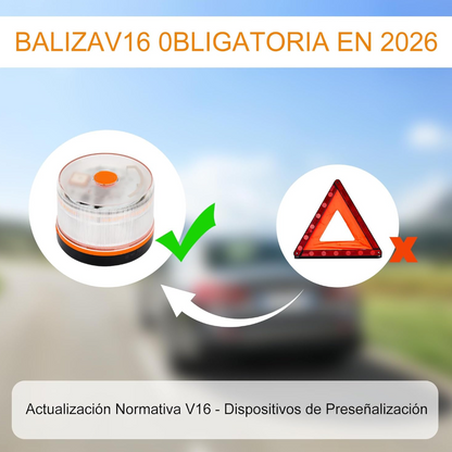 🚨Último modelo🚨 Luz de Emergencia V16 DGT 3.0 – Aprobada 2026, Magnética IP54 – Cumple con la Normativa 2026.