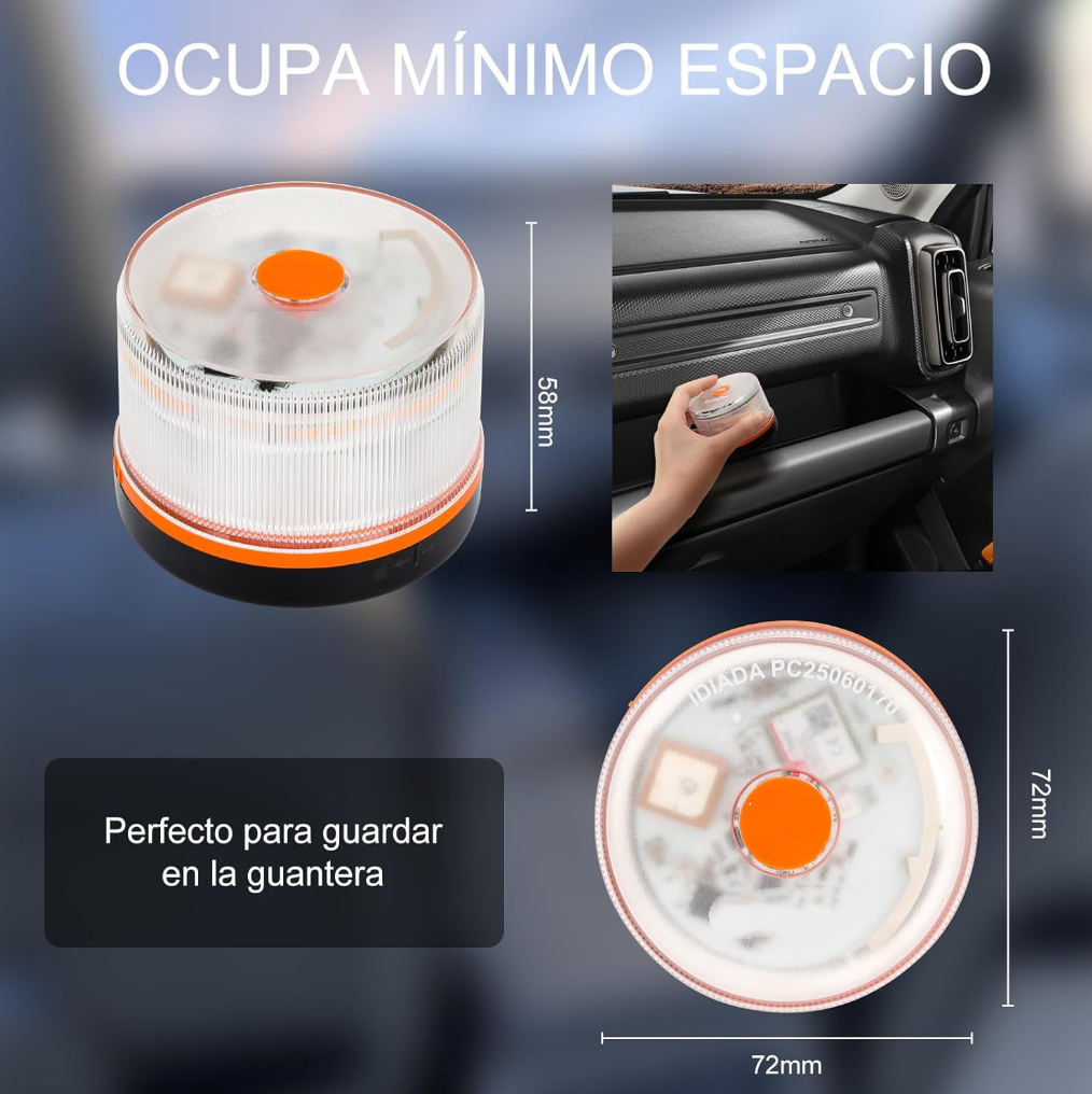 🚨Último modelo🚨 Luz de Emergencia V16 DGT 3.0 – Aprobada 2026, Magnética IP54 – Cumple con la Normativa 2026.