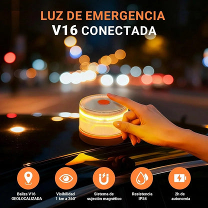 🚨Último modelo🚨 Luz de Emergencia V16 DGT 3.0 – Aprobada 2026, Magnética IP54 – Cumple con la Normativa 2026.